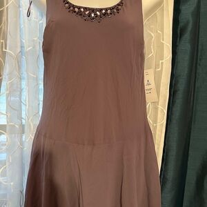 SLNY Sleeveless Dress with Embellished Neckline and Embellished Jacket